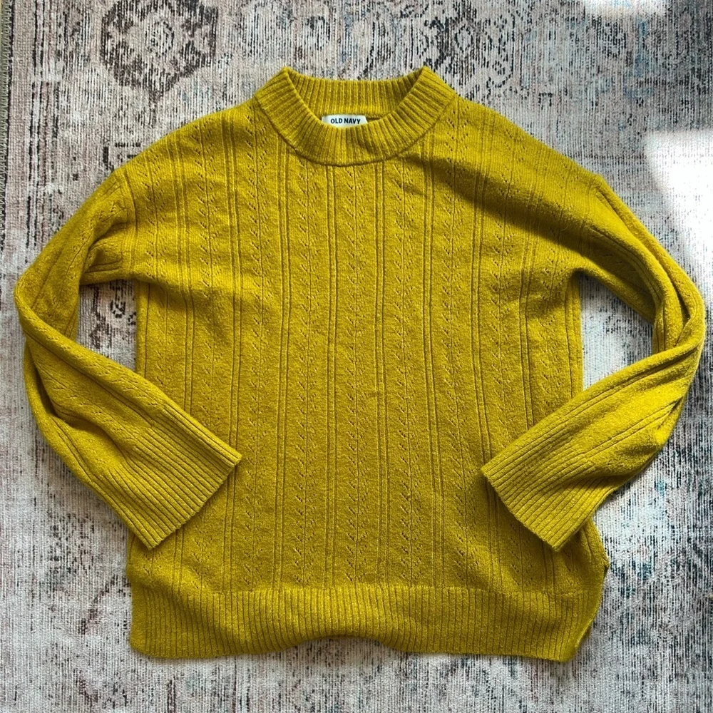 Old Navy Kids Yellow Cable Knit Sweater girls xl 14